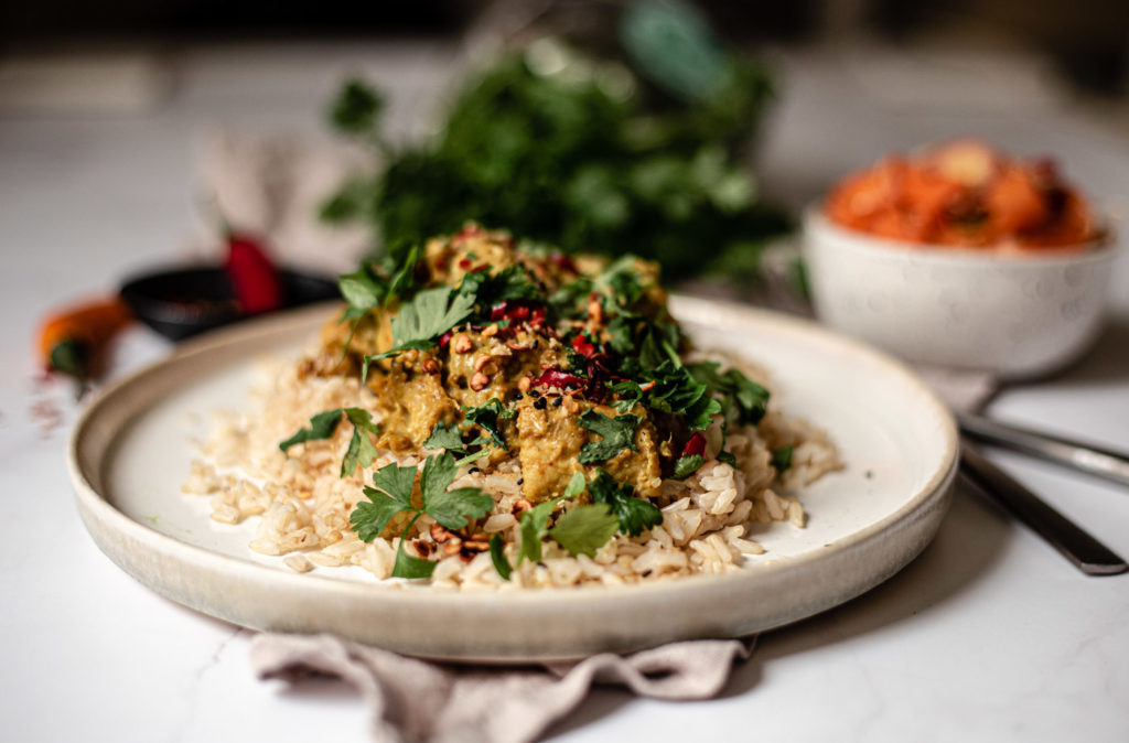 Quick chicken curry on a plate