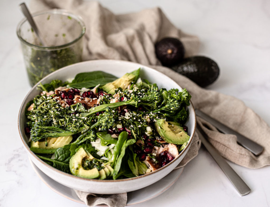 Salmon salad with chimichurri