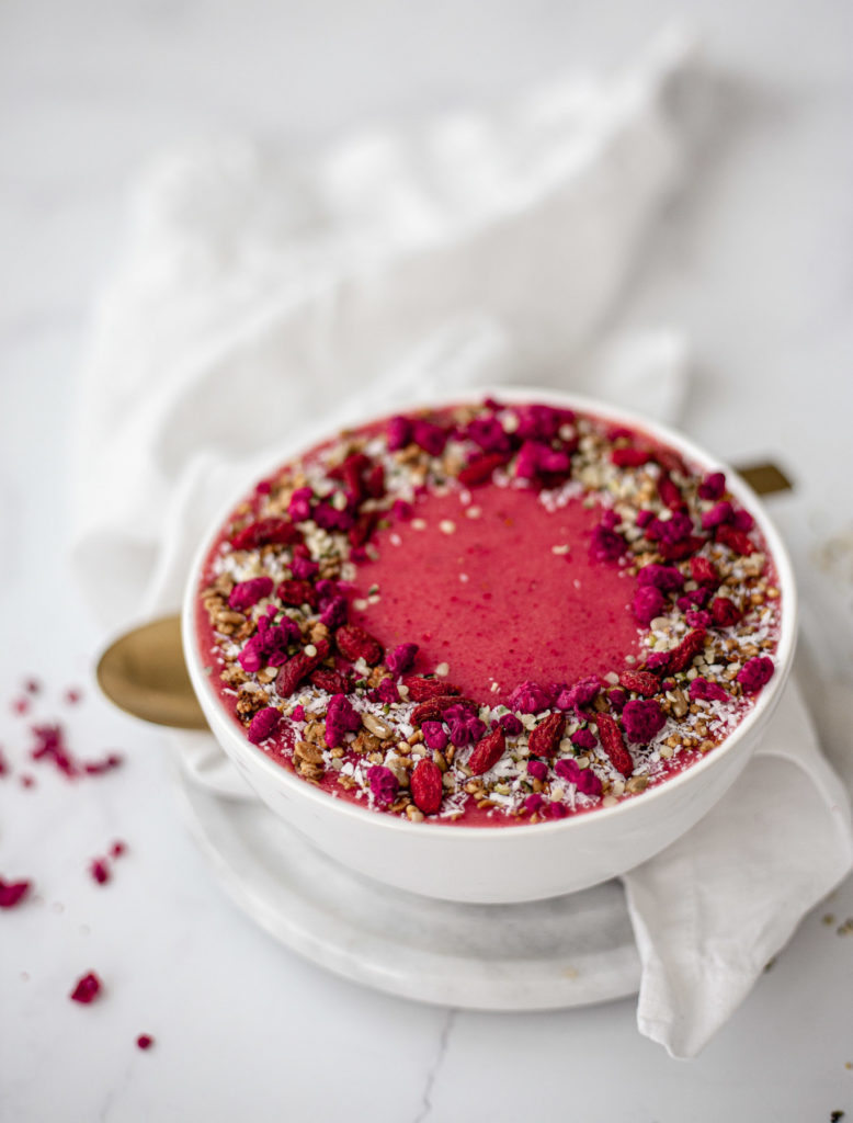 Red smoothie bowl