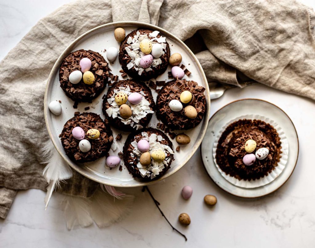 Healthy chocolate easter cupcakes