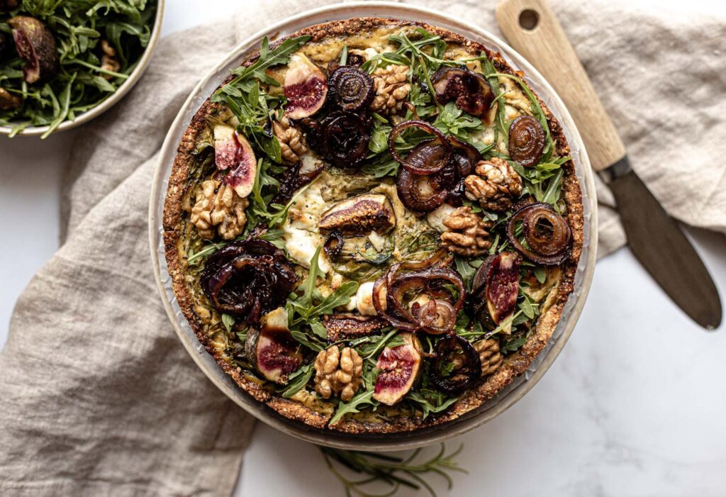 Gluten-free chevre and fig pie