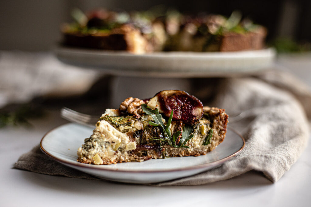 Gluten-free chevre and fig pie