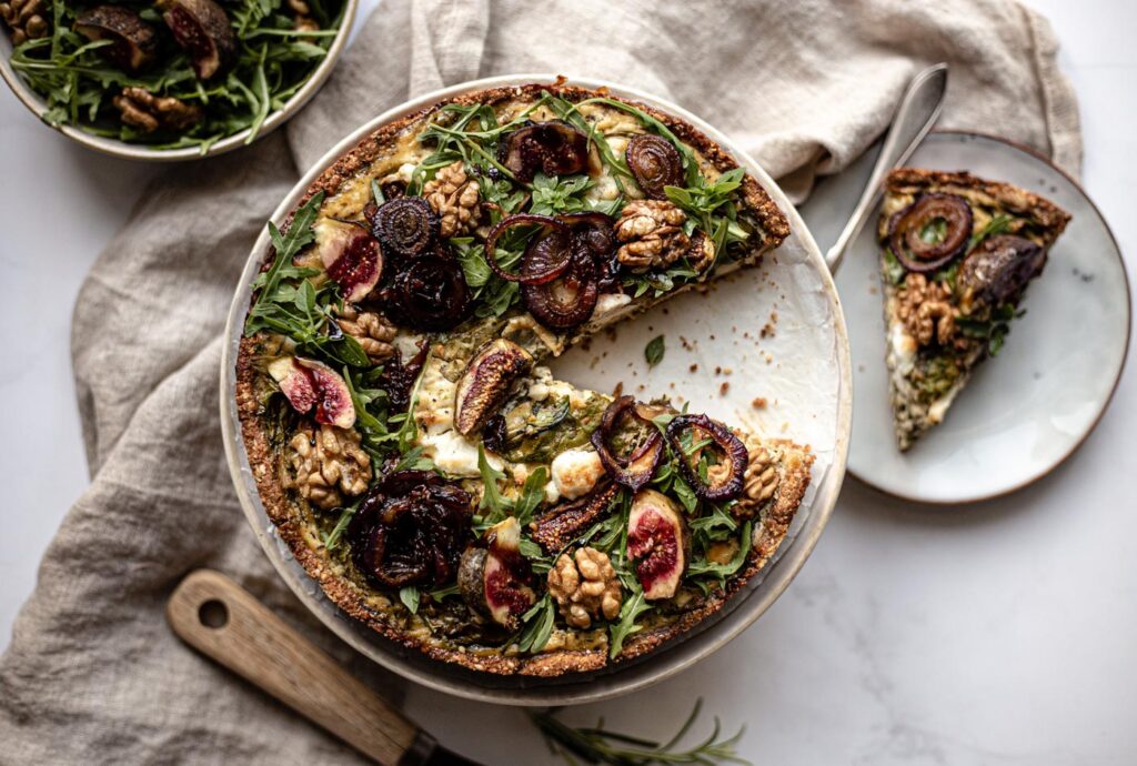 Gluten-free chevre and fig pie