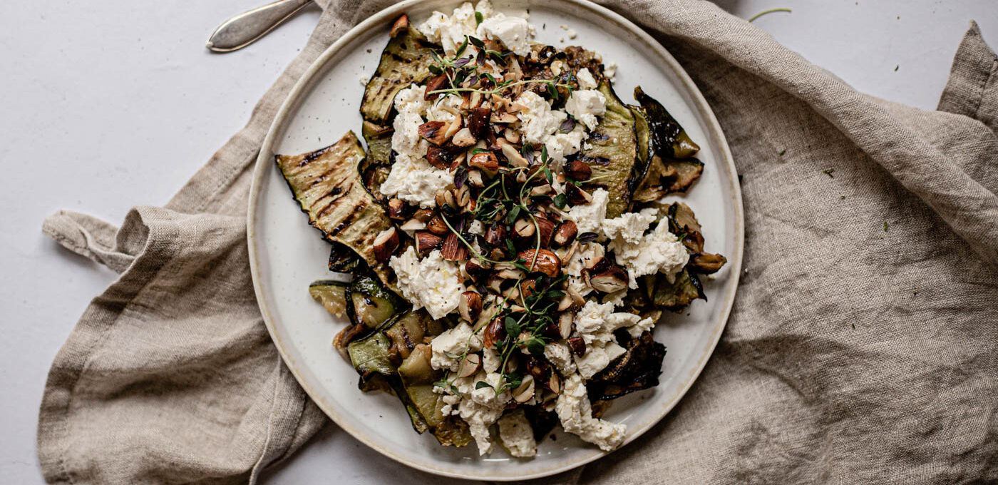 Grilled zucchini with feta cheese